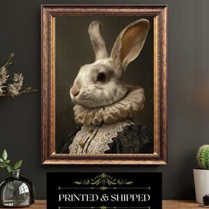 Victorian Lady Rabbit Portrait Elegant Anthropomorphic Bunny Fine Art Print